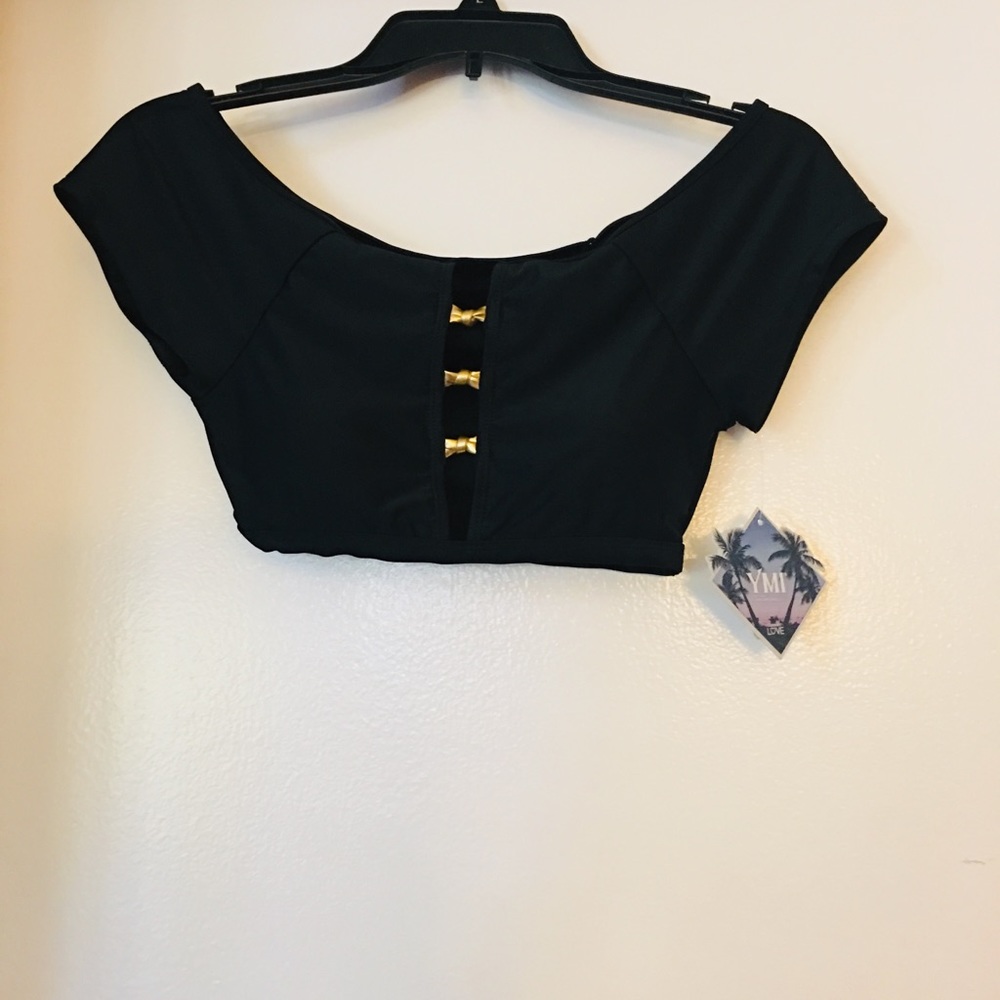 YMI Swimwear Black Bikini Bra Size Small NWT
